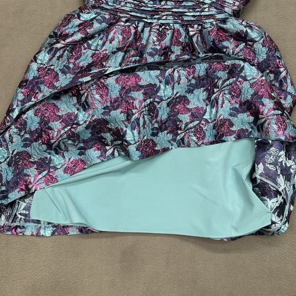 One33 Social Floral Jacquard Mini Dress Size 4 Strapless Tiered Ballroom‎ Skirt - Picture 7 of 13